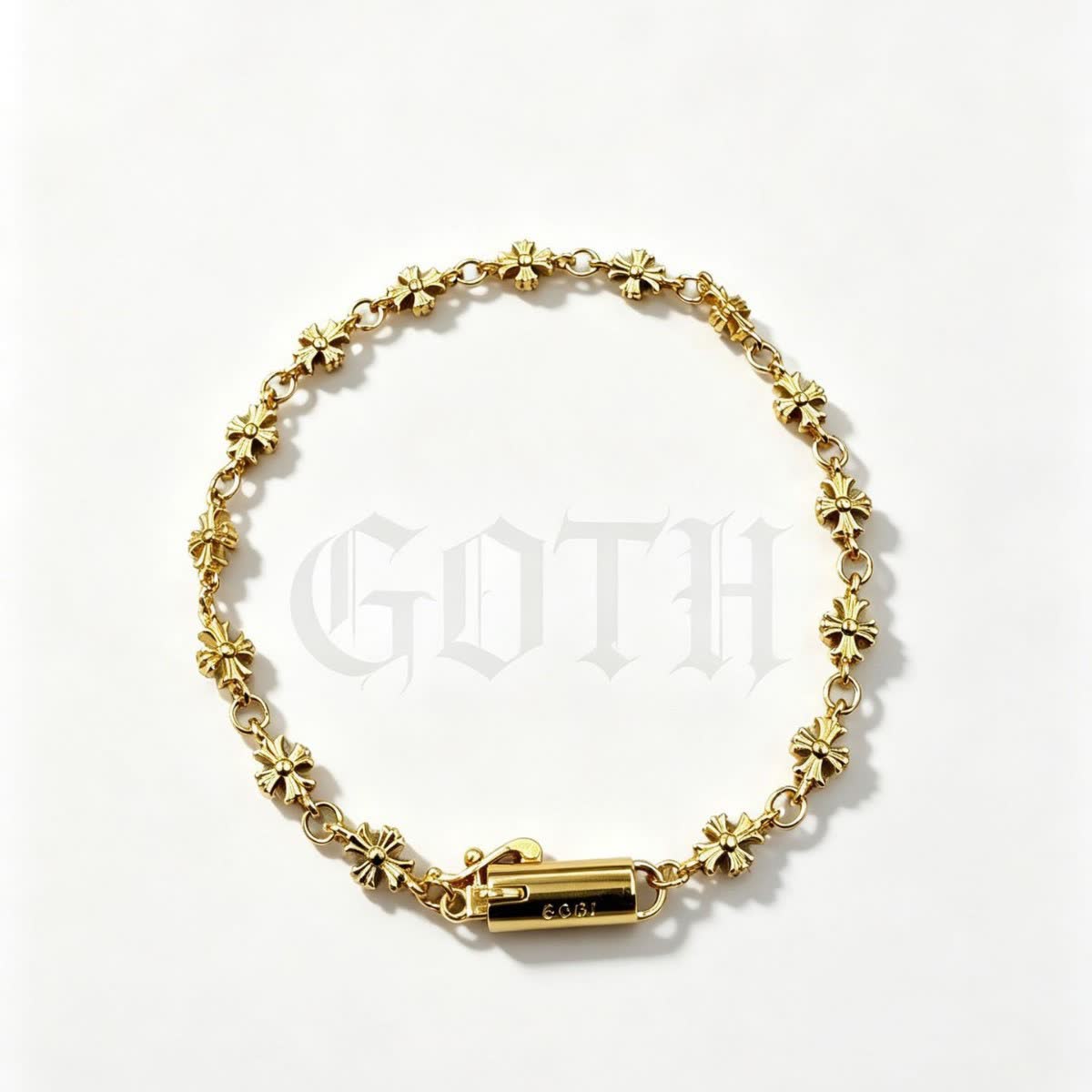 Chrome Hearts Gold Tone Flower Link Bracelet